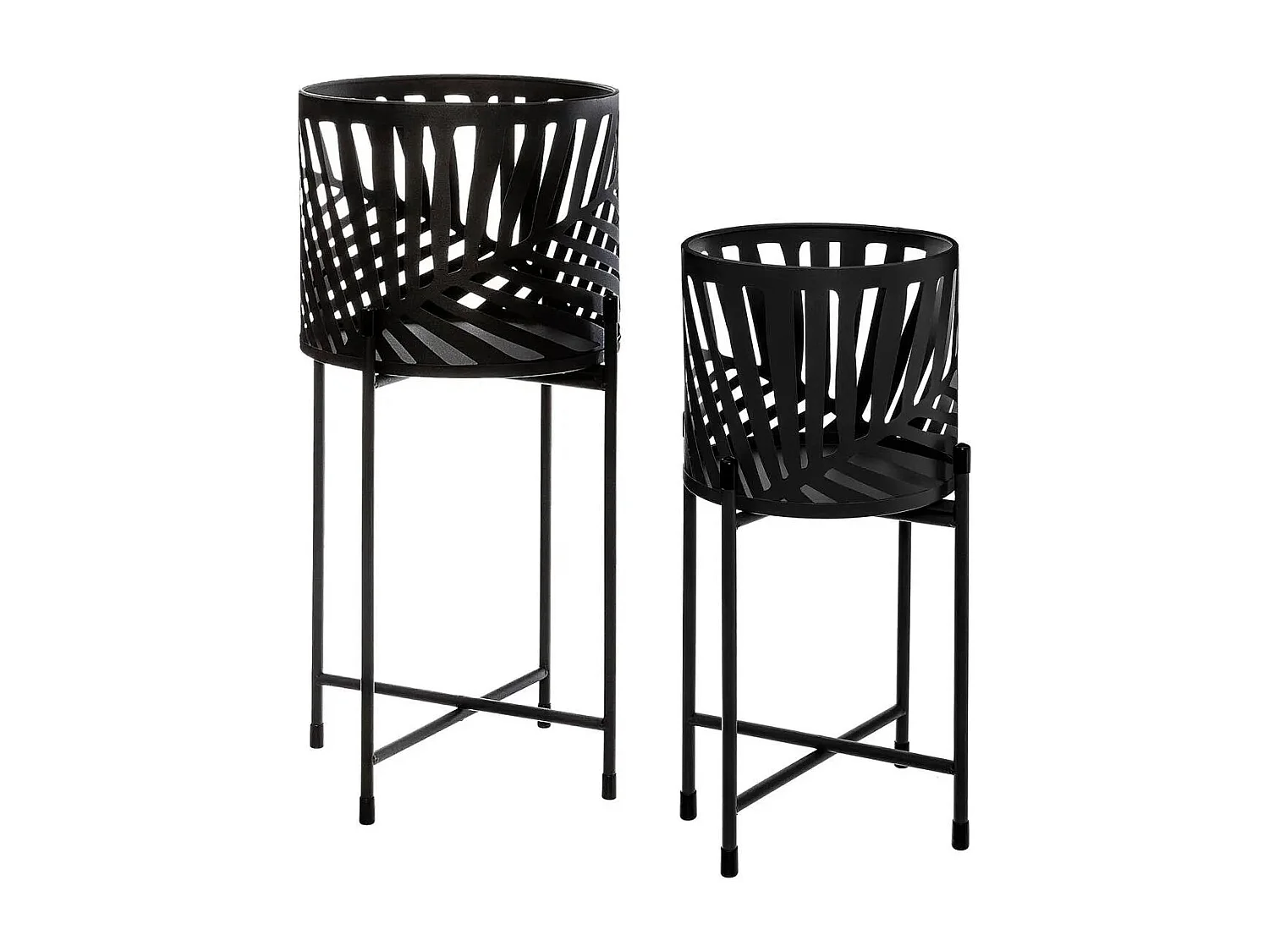 Lot de 2 Cache-Pots en Métal "Leaf" 54cm Noir