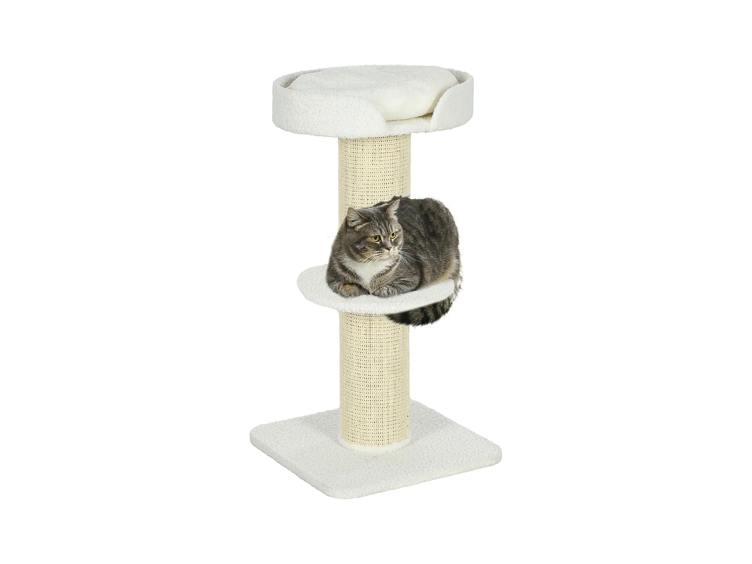 Arbre à chat avec griffoir centre d'activités 2 plateformes coussin crème