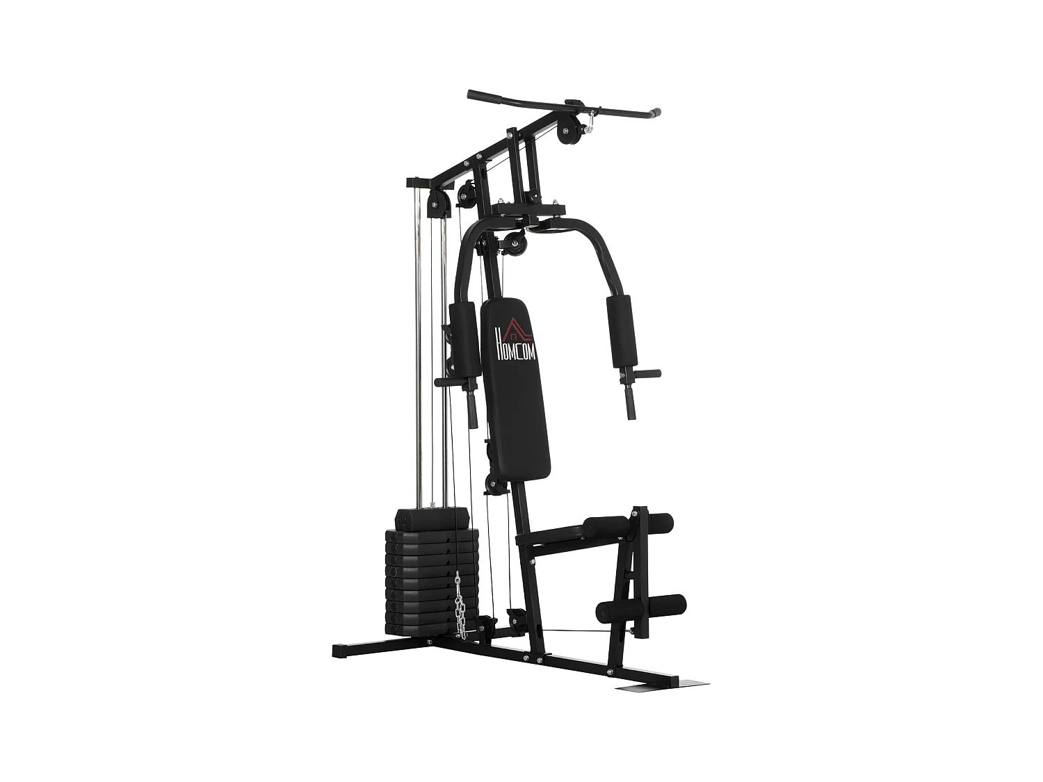 Station de musculation - entrainement complet - développé couché, butterfly, barre latissimus, curler - 9 contrepoids - acier noir