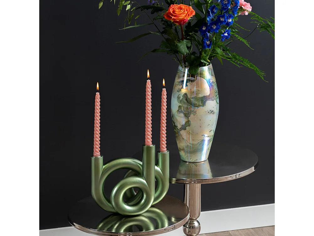 Bougeoir Ring H20cm Vert  Present Time