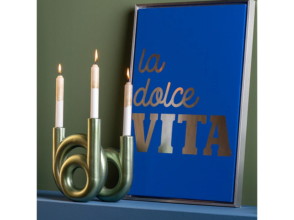 Bougeoir Ring H20cm Vert  Present Time