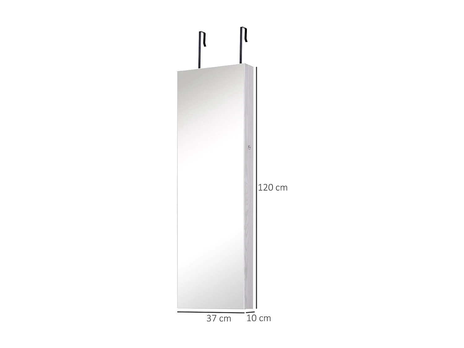 Armoire à bijoux miroir à suspendre 2 en 1 - éclairage LED intérieur, verrouillable, multi-rangement - blanc