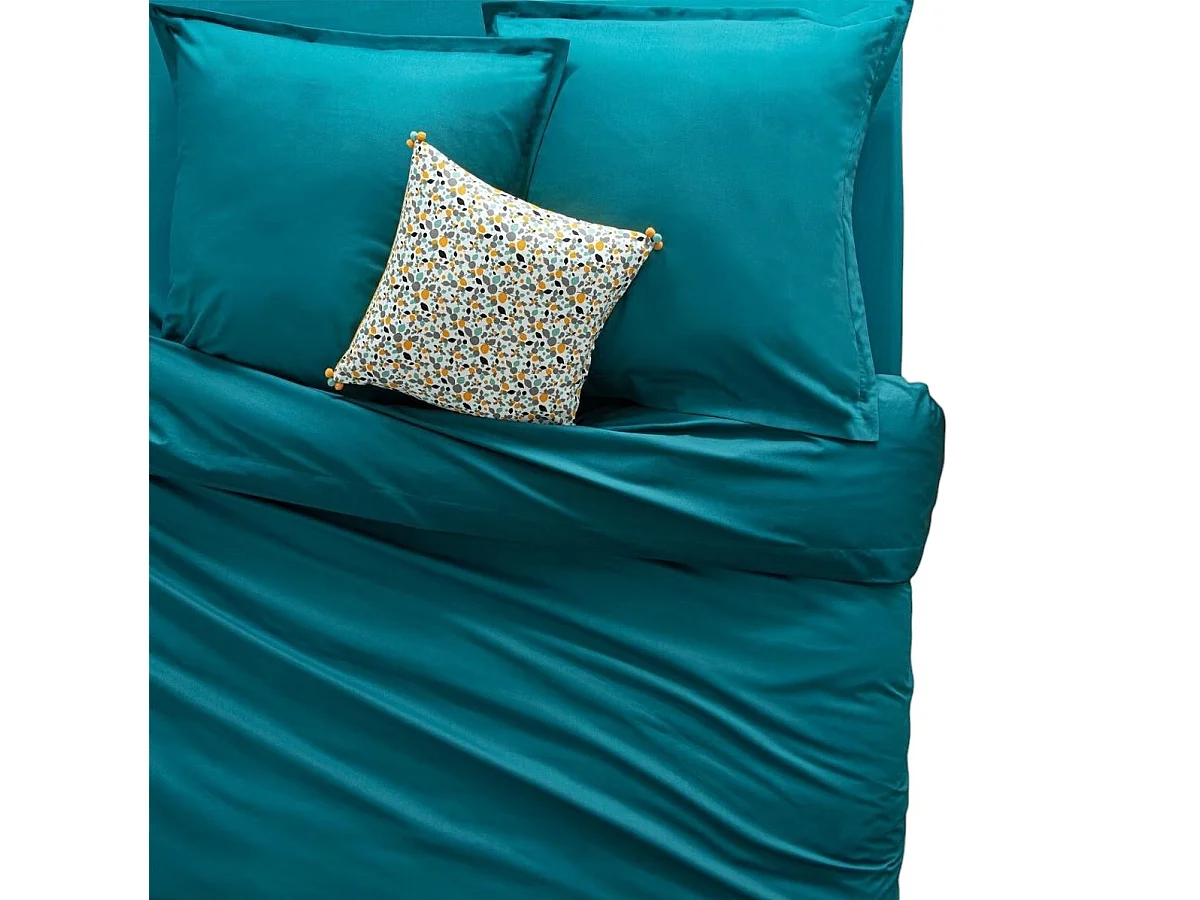 Housse de couette 220 x 240 cm uni couleur moderne bleu canard