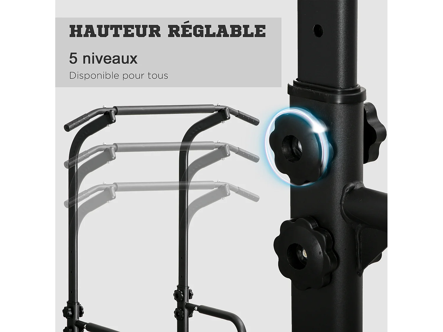 Station de musculation multifonction barre de traction chaise romaine réglable acier noir