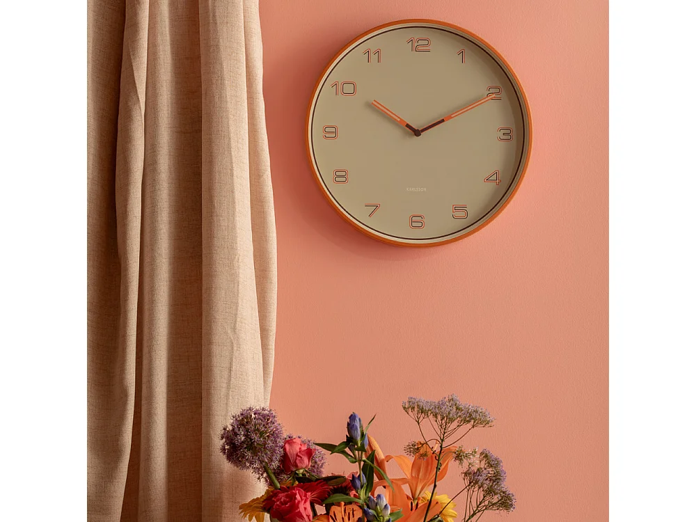 Horloge Lined Numbers D40cm Orange  Present Time