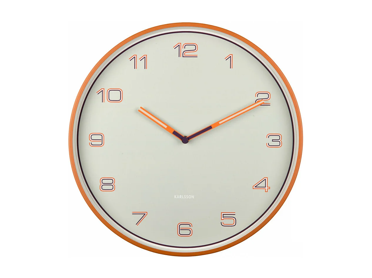 Horloge Lined Numbers D40cm Orange  Present Time