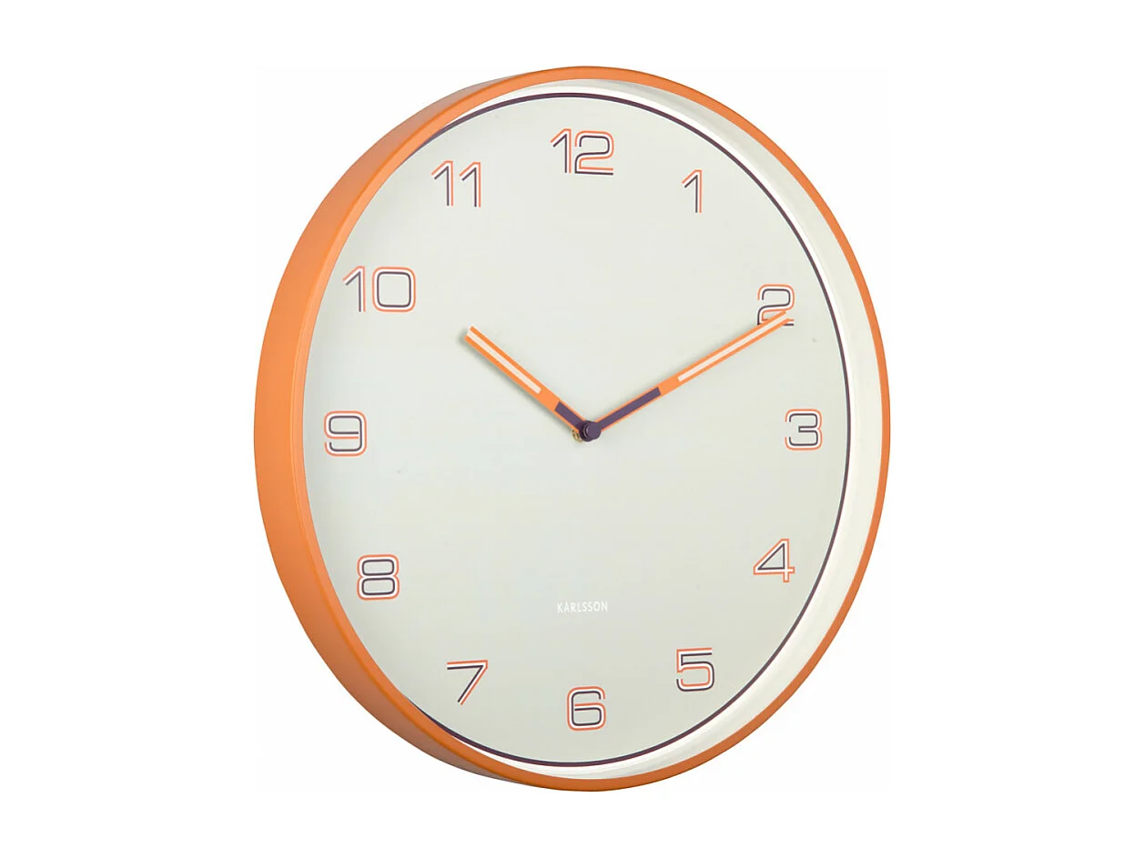Horloge Lined Numbers D40cm Orange  Present Time