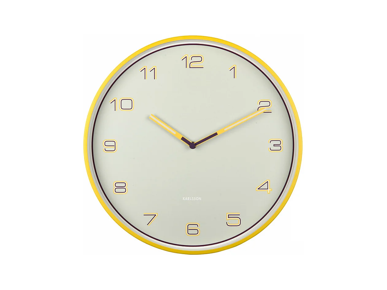 Horloge Lined Numbers D40cm Jaune  Present Time