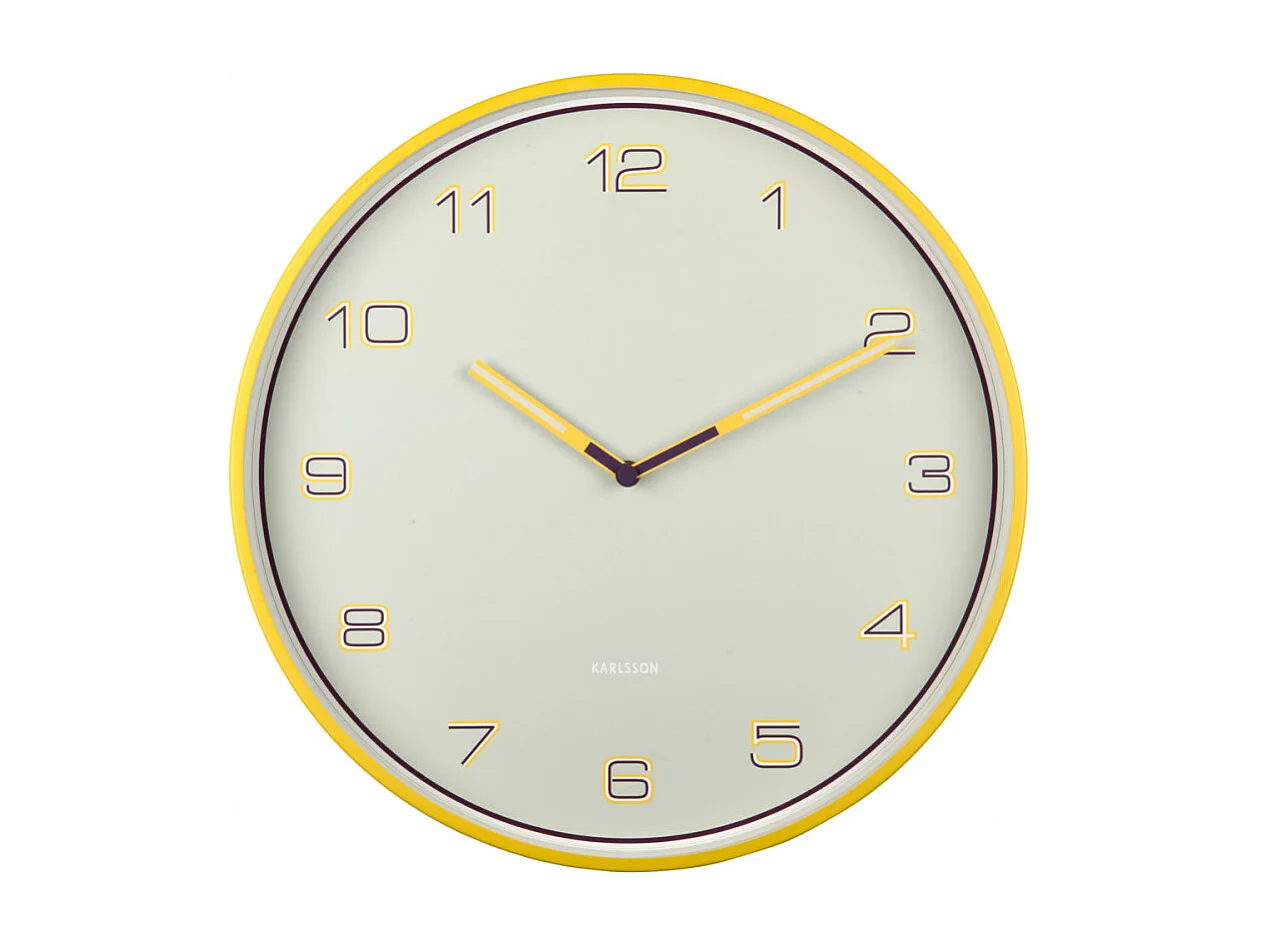 Horloge Lined Numbers D40cm Jaune  Present Time