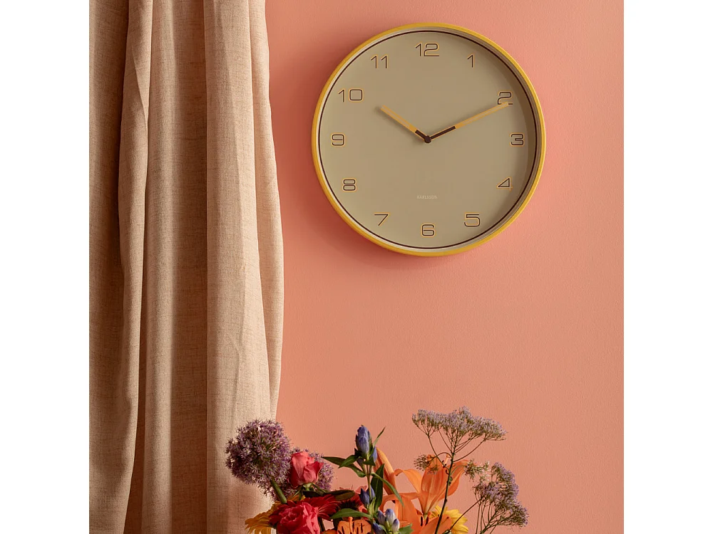 Horloge Lined Numbers D40cm Jaune  Present Time