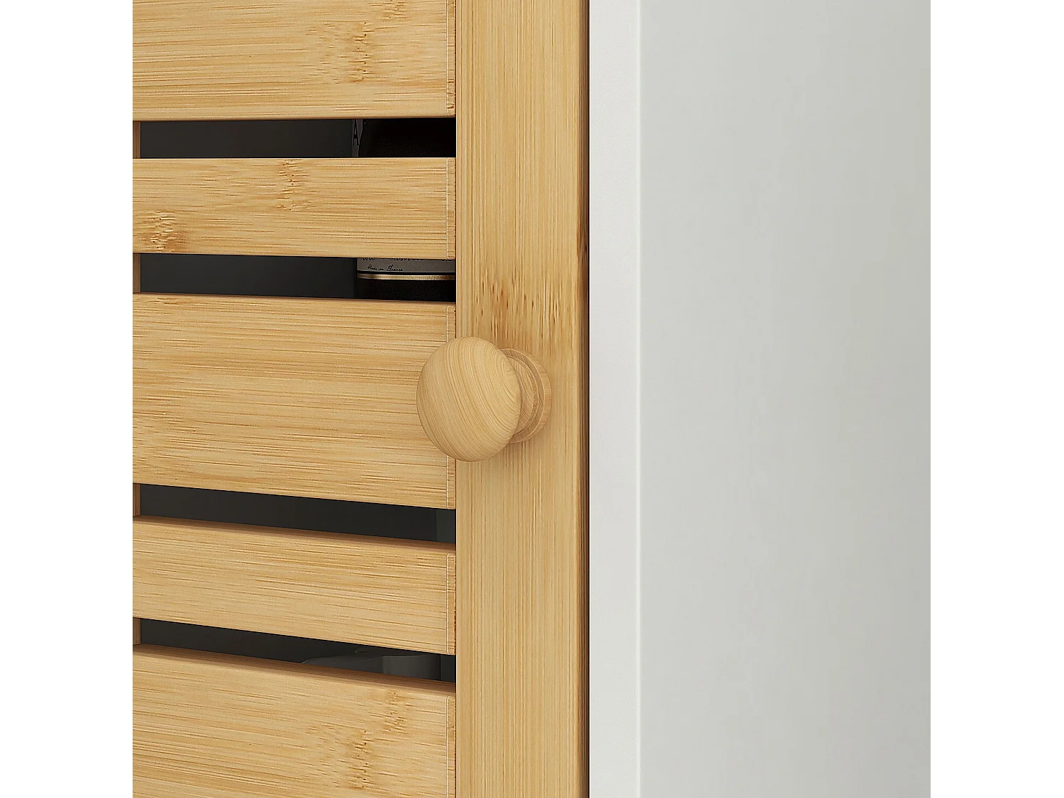 Armoire murale salle de bain style cosy chic - porte, étagère, niche - blanc bambou