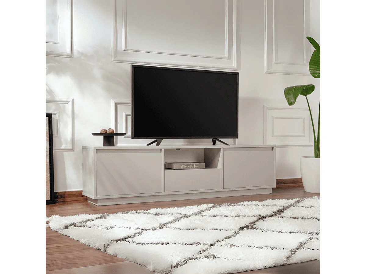 Meuble TV 3 portes rabattables et 1 niche ouverte L160 cm - VANGUARD