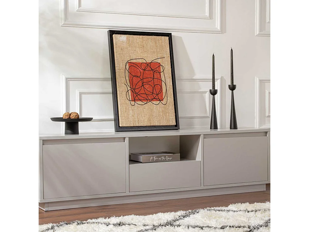 Meuble TV 3 portes rabattables et 1 niche ouverte L160 cm - VANGUARD