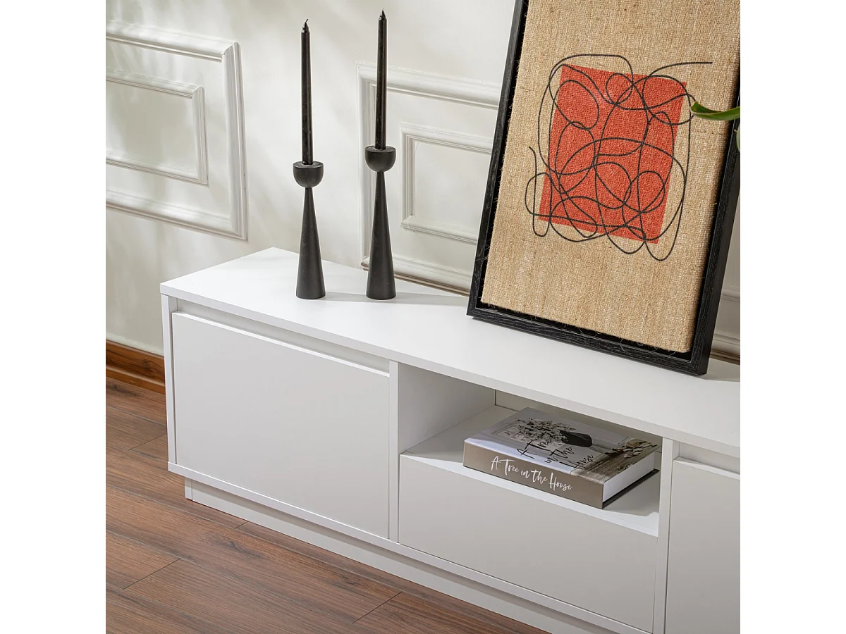 Mueble de TV con 3 puertas abatibles y 1 compartimento abierto L160 cm - VANGUARD