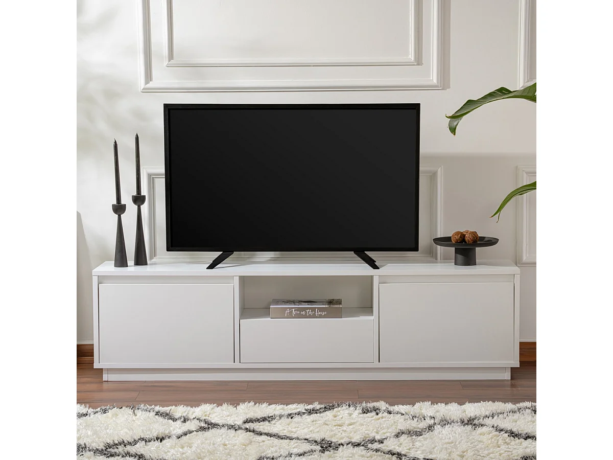 Meuble TV 3 portes rabattables et 1 niche ouverte L160 cm - VANGUARD