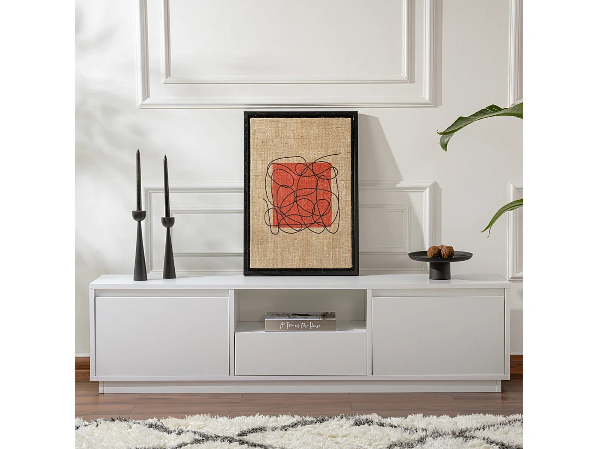 Meuble TV 3 portes rabattables et 1 niche ouverte L160 cm - VANGUARD