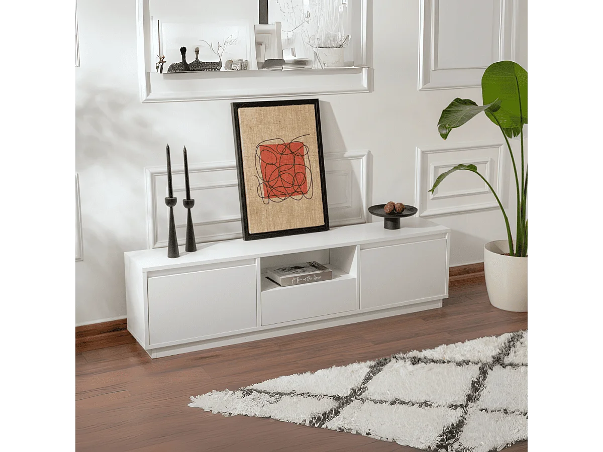 TV-meubel met 3 neerklapbare deuren en 1 open vak L160 cm - VANGUARD