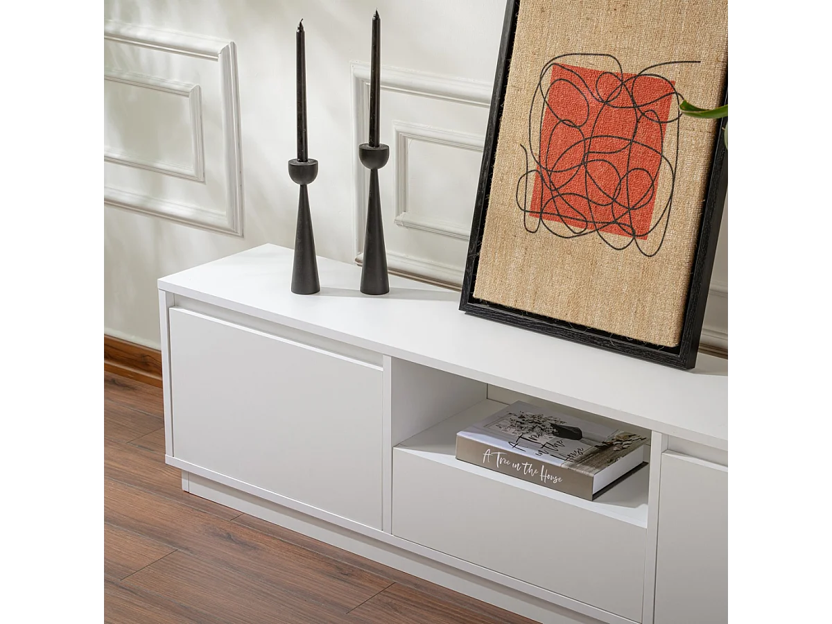 TV-meubel met 3 neerklapbare deuren en 1 open vak L160 cm - VANGUARD