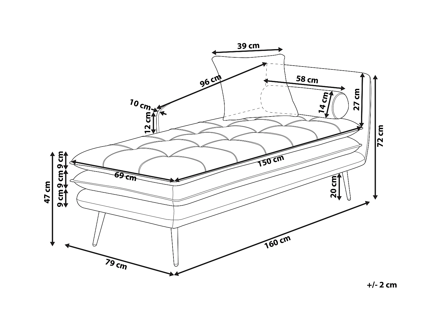 Chaise longue côté droit GONESSE Velours Taupe