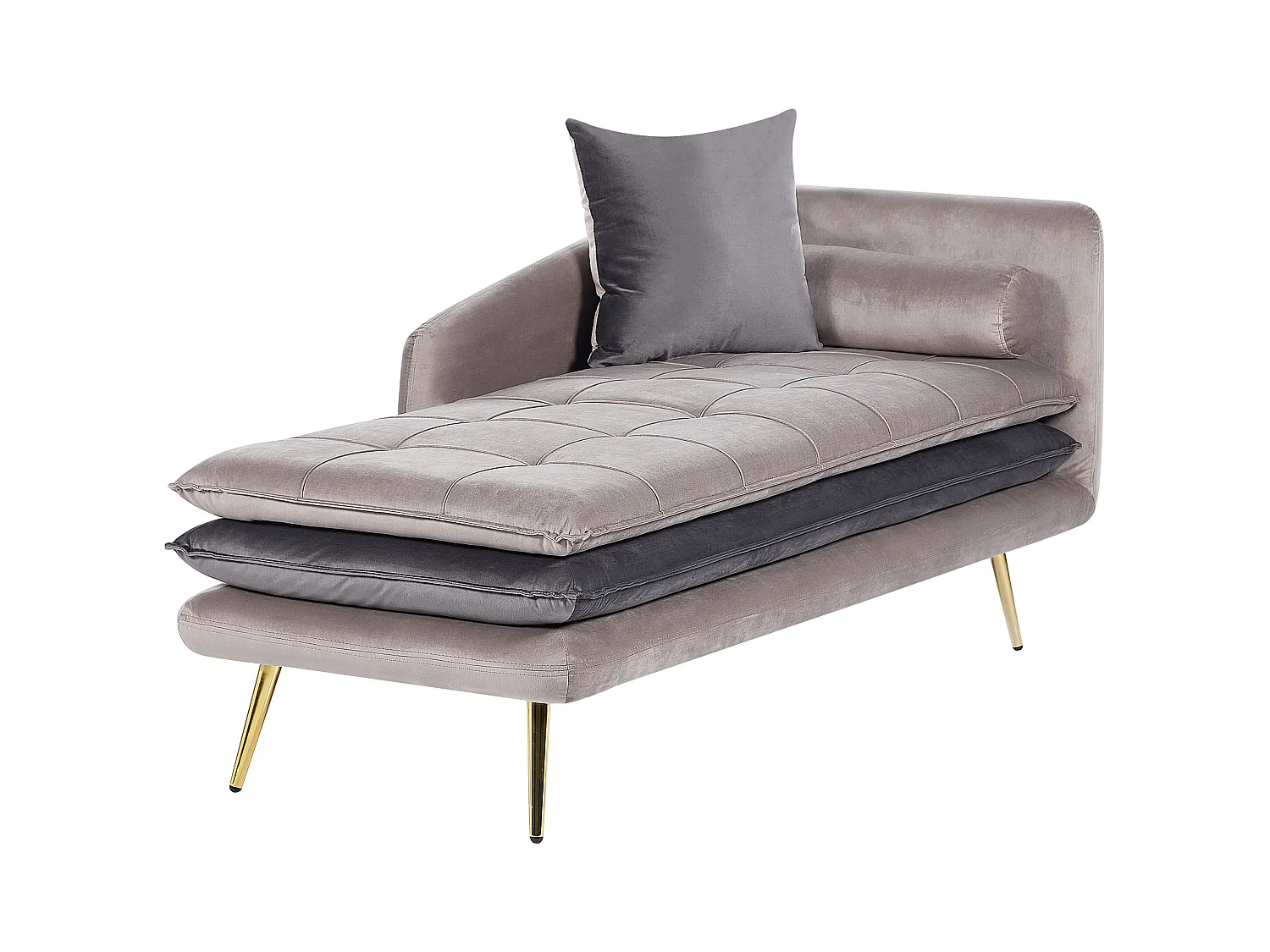Chaise longue côté droit GONESSE Velours Taupe