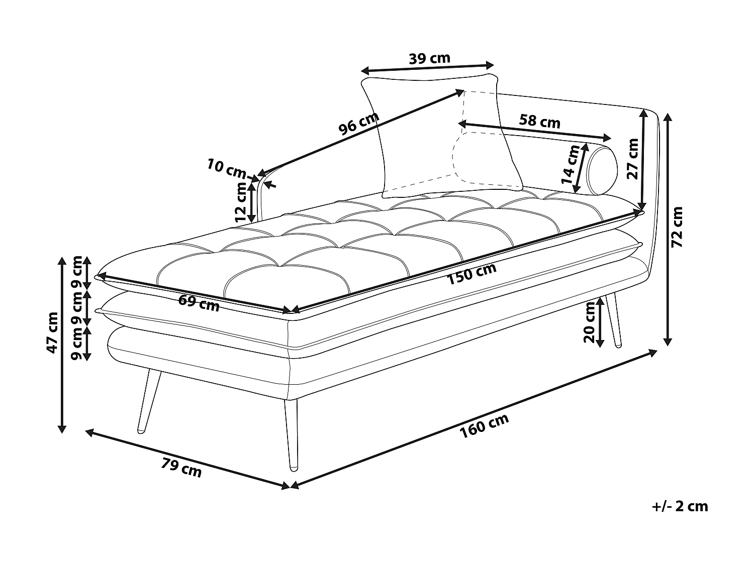 Chaise longue côté droit GONESSE Velours Taupe
