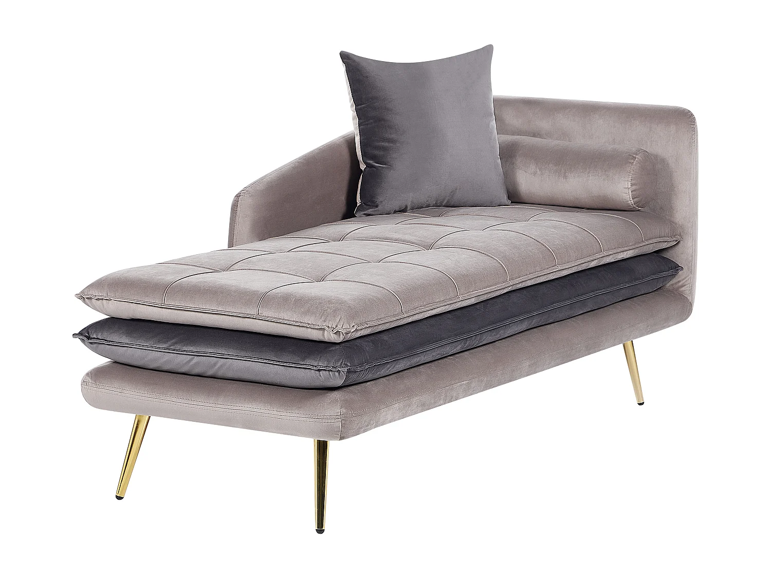 Chaise longue côté droit GONESSE Velours Taupe