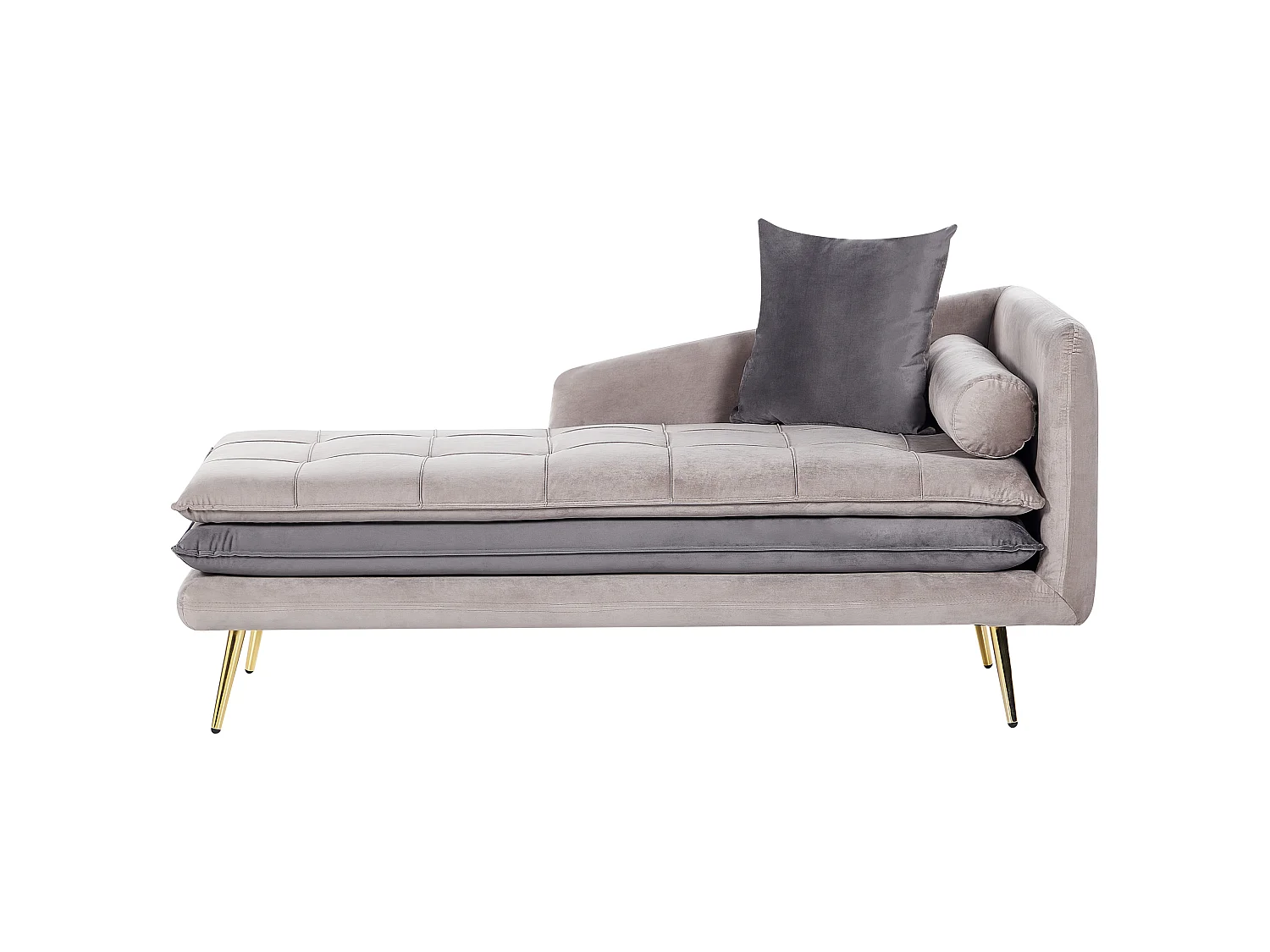 Right-Hand Chaise Longue GONESSE Velvet Taupe