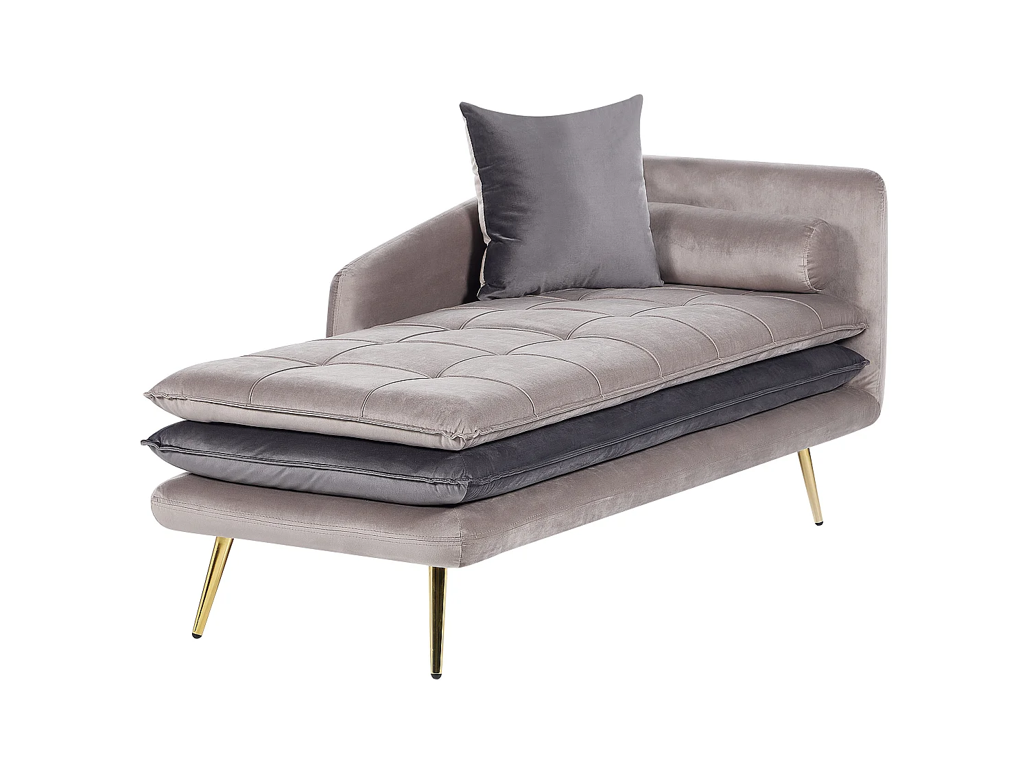 Right-Hand Chaise Longue GONESSE Velvet Taupe