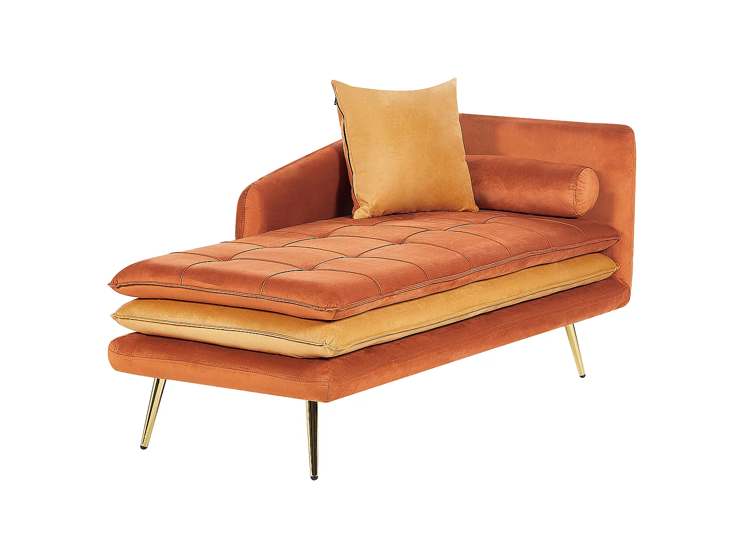 Right-Hand Chaise Longue GONESSE Velvet Orange