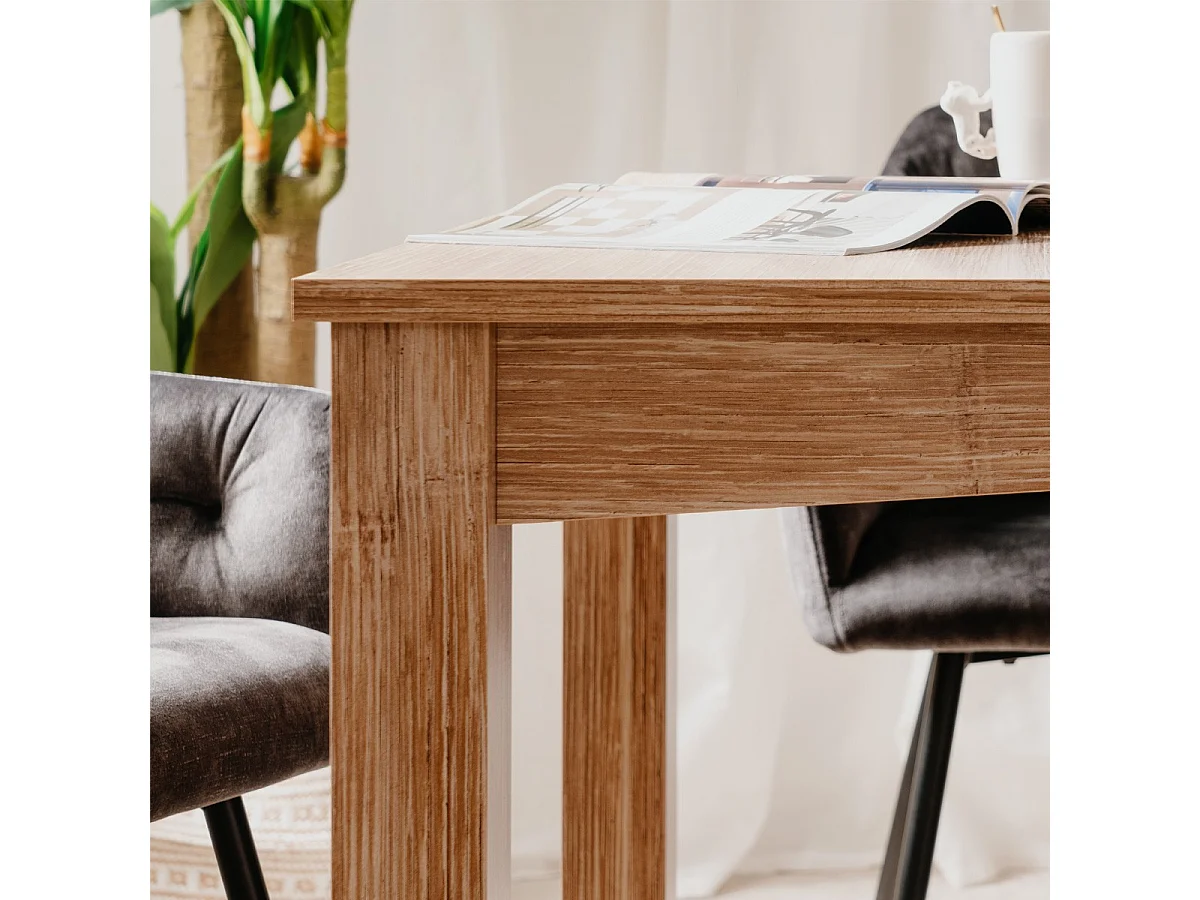 Table à manger extensible effet bambou 6/8 personnes 160/200 cm - Romi