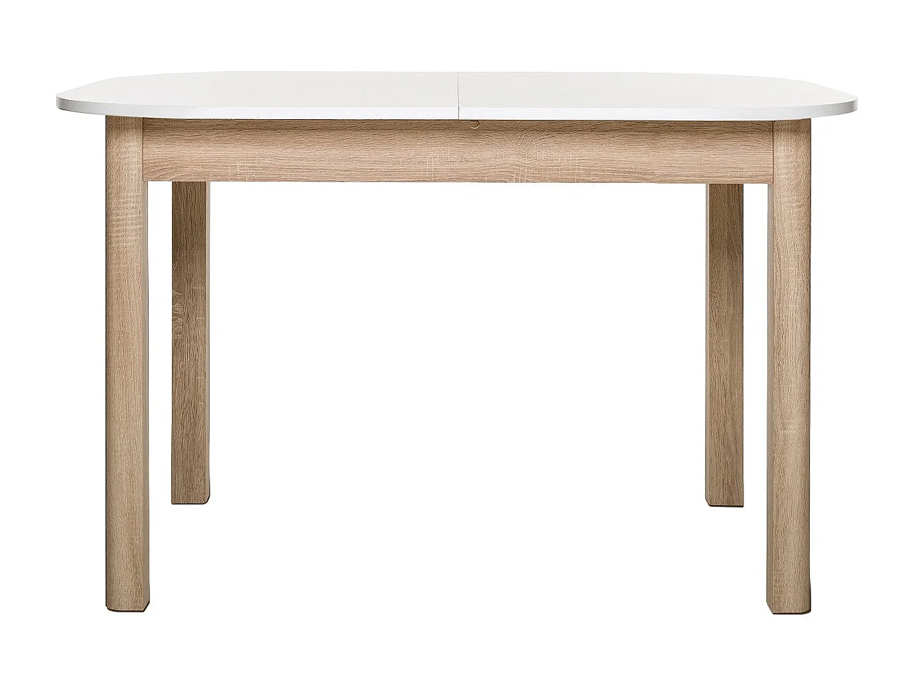 Table à manger extensible blanc/effet chêne 4/6 personnes 120/160 cm - Tori