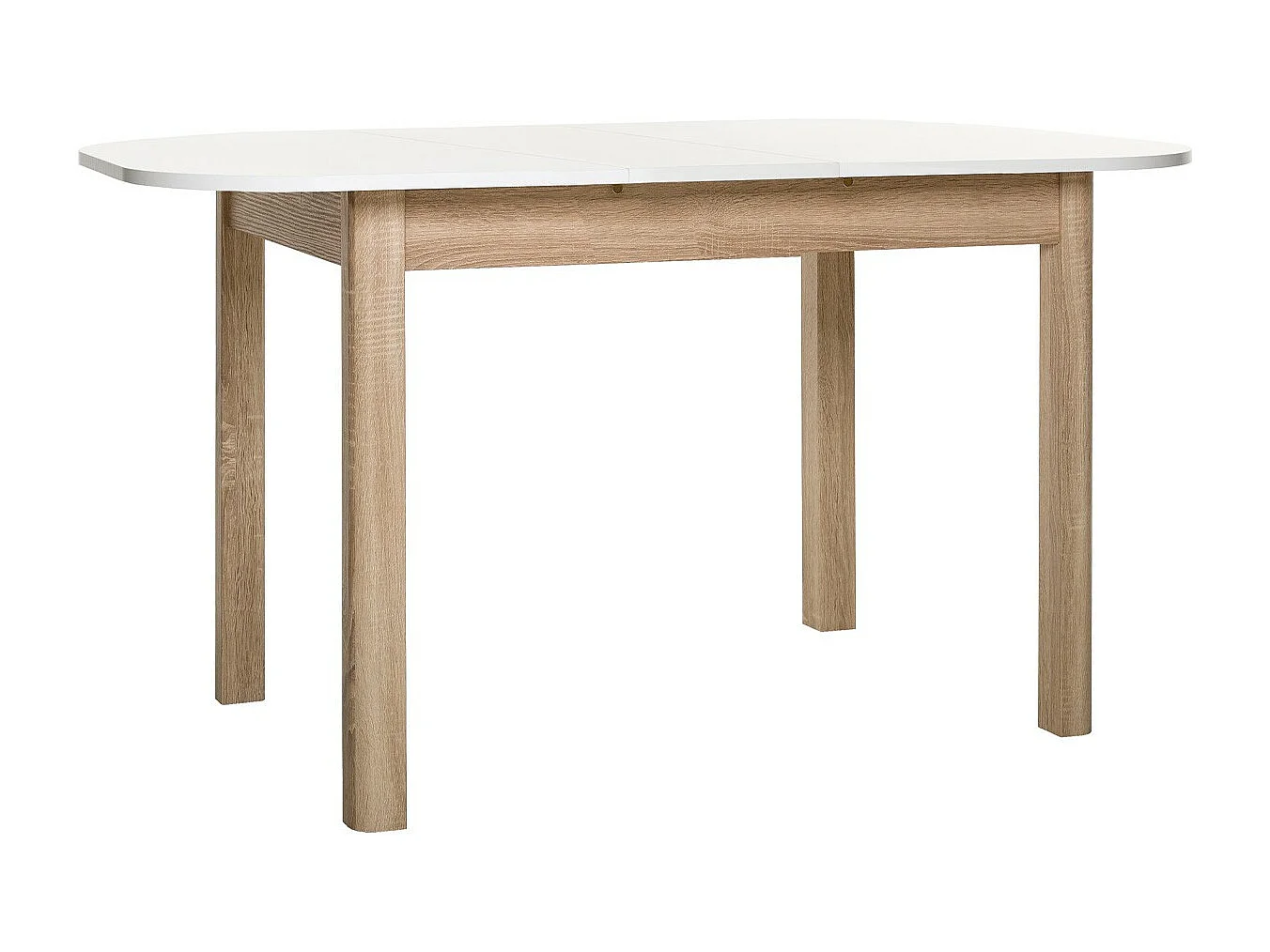 Table à manger extensible blanc/effet chêne 4/6 personnes 120/160 cm - Tori