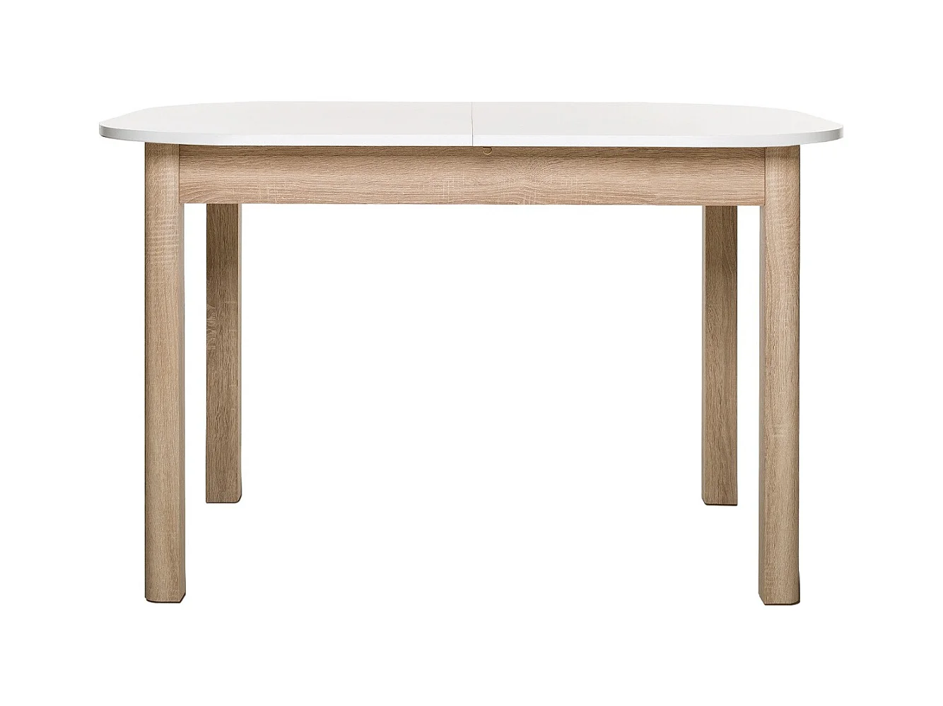 Table à manger extensible blanc/effet chêne 4/6 personnes 120/160 cm - Tori
