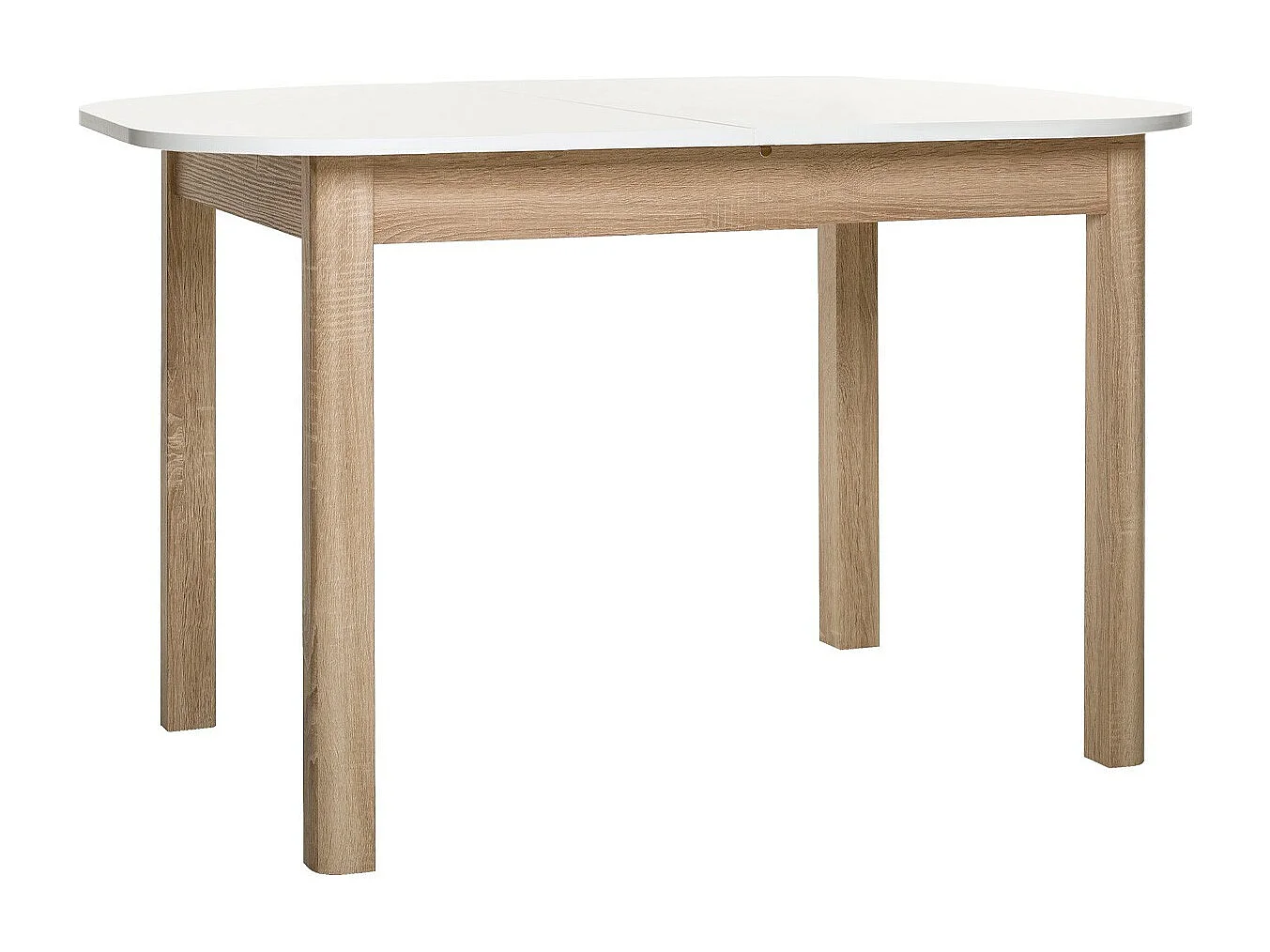 Table à manger extensible blanc/effet chêne 4/6 personnes 120/160 cm - Tori