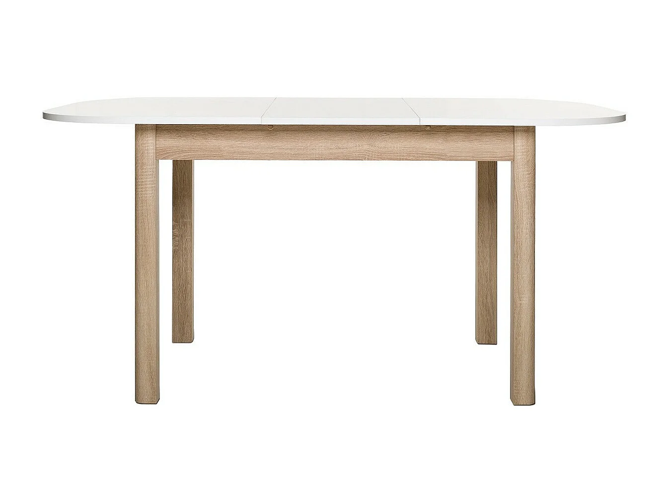 Table à manger extensible blanc/effet chêne 4/6 personnes 120/160 cm - Tori