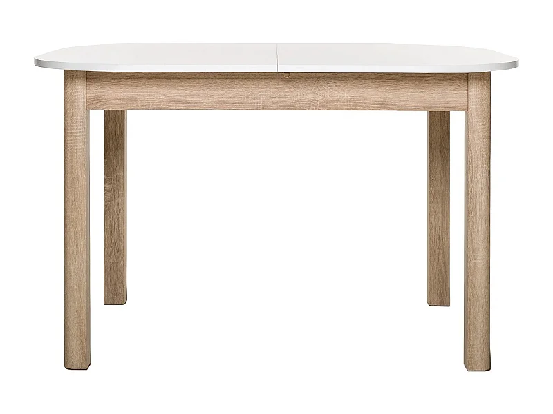 Table à manger extensible blanc/effet chêne 4/6 personnes 120/160 cm - Tori