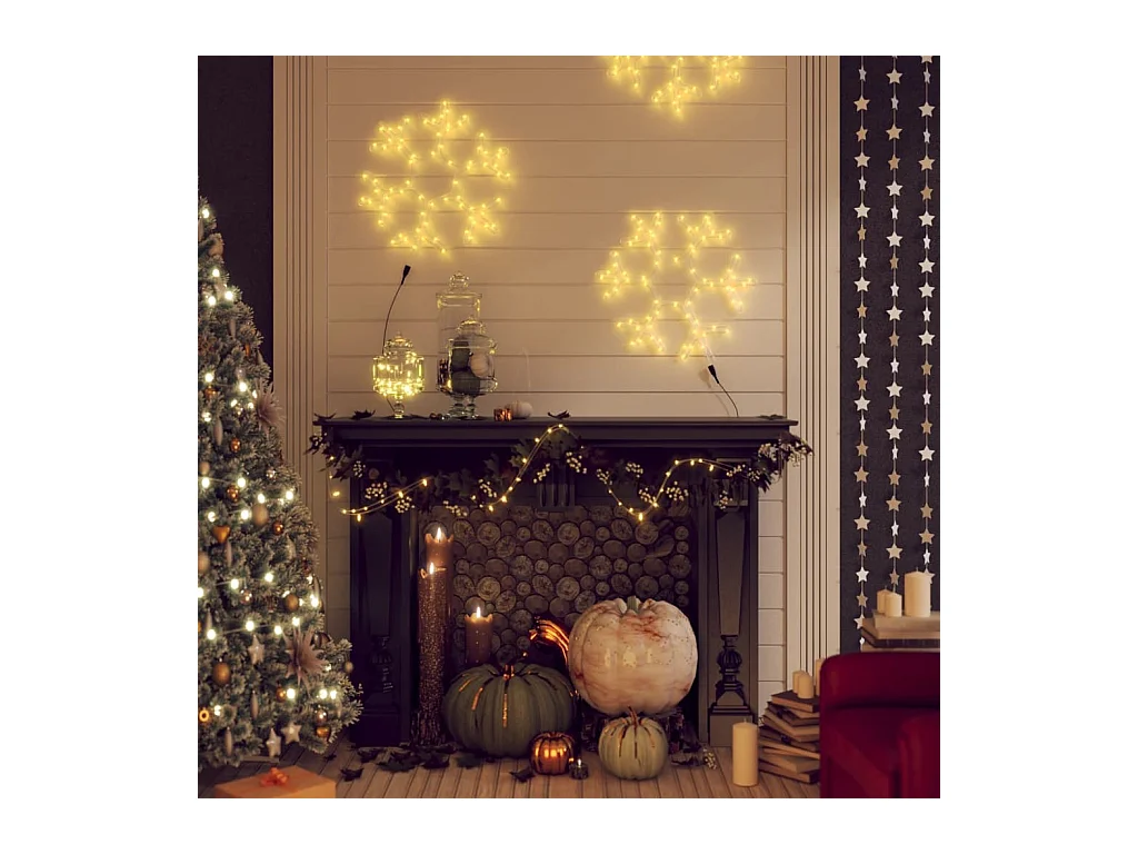 Figure de flocon de neige de Noël et 72 LED Blanc chaud 38x37cm
