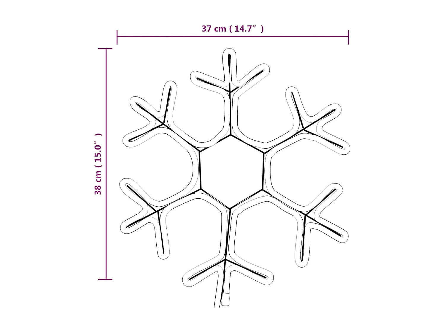 Figure de flocon de neige de Noël et 72 LED Blanc chaud 38x37cm
