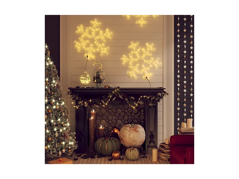 Figure de flocon de neige de Noël et 144LED Blanc chaud 59x59cm