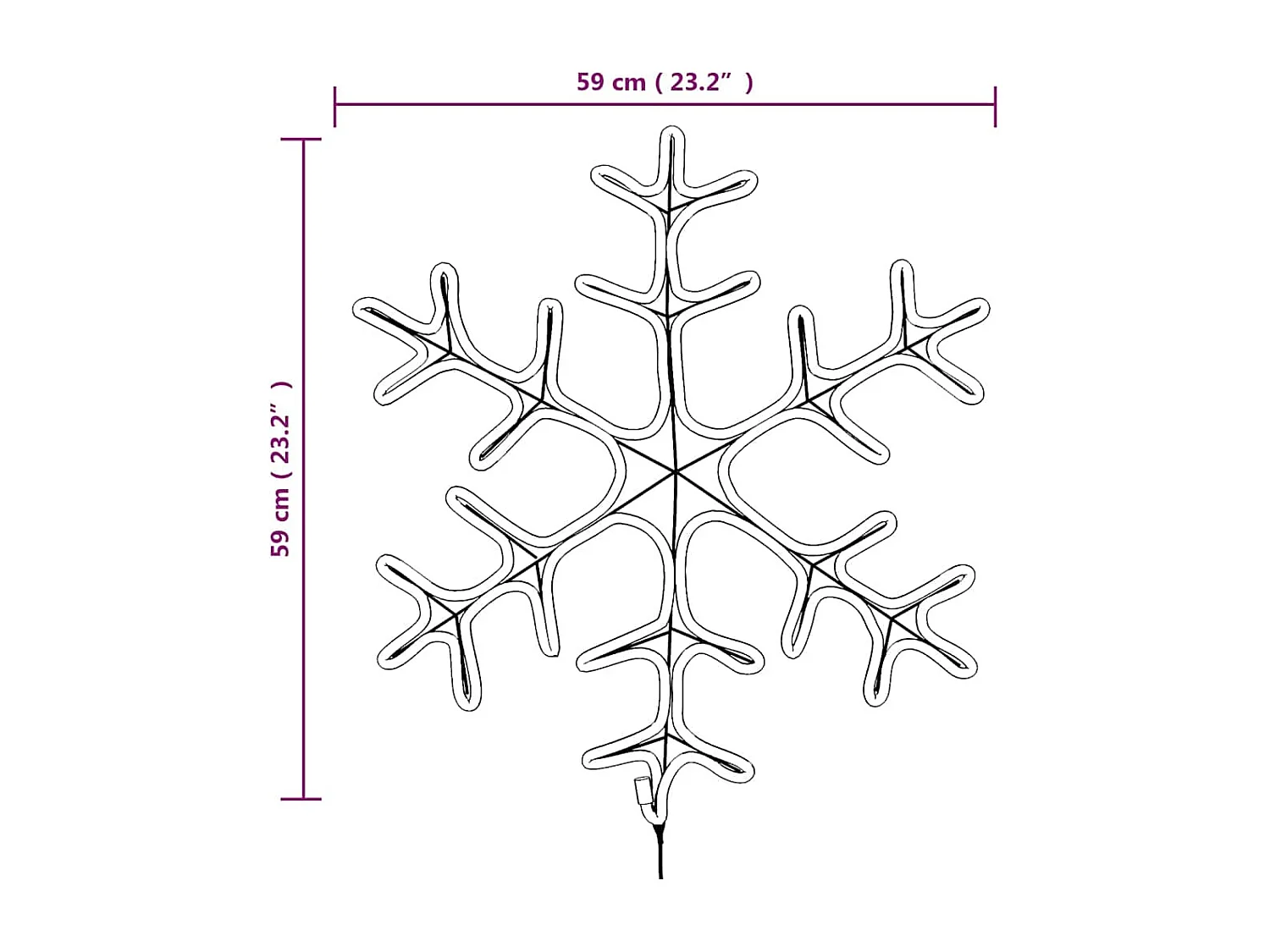 Figure de flocon de neige de Noël et 144LED Blanc chaud 59x59cm