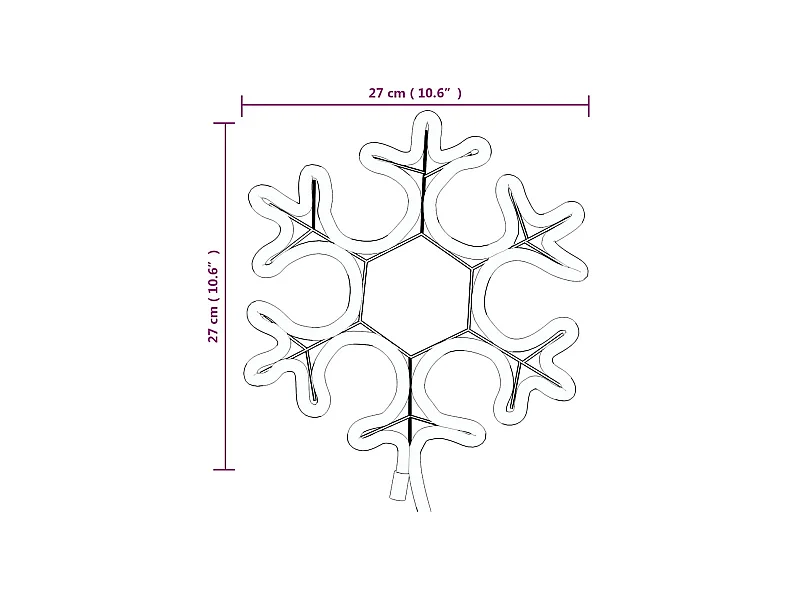 Figure de flocon de neige de Noël et 48 LED Blanc chaud 27x27cm