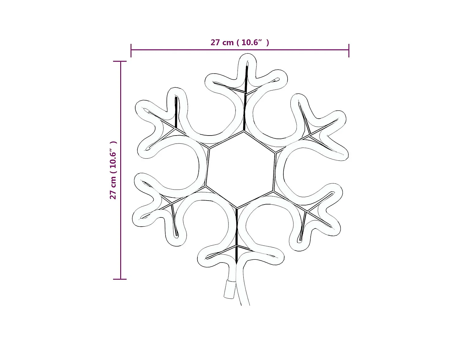 Figure de flocon de neige de Noël et 48 LED Blanc chaud 27x27cm