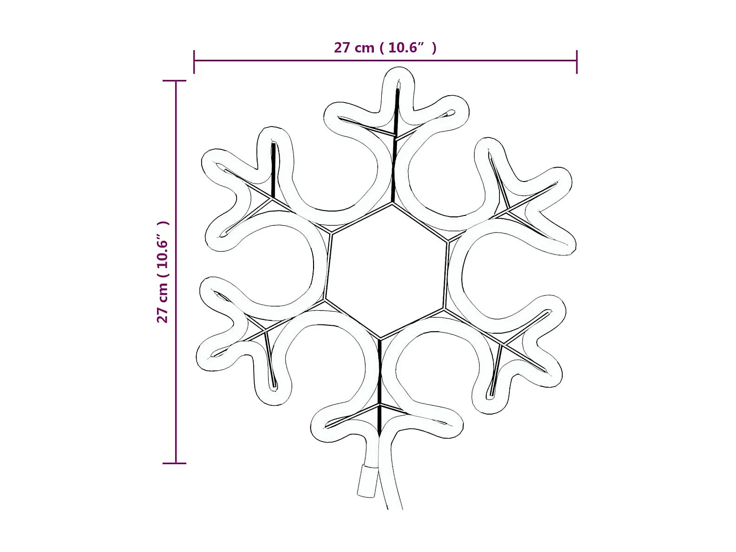 Figure de flocon de neige de Noël et 48 LED Blanc chaud 27x27cm