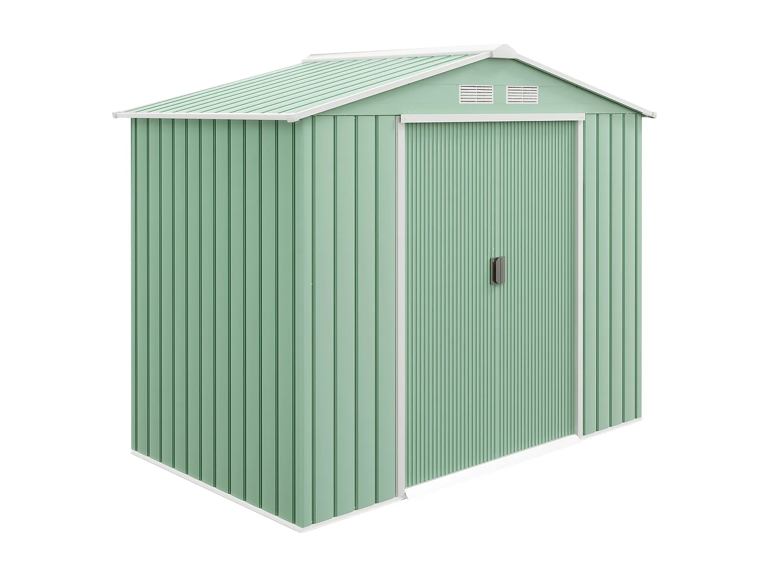 Abri de jardin - remise pour outils - cabanon porte verrouillable - dim. 213L x 130l x 185H cm - tôle d'acier vert pastel