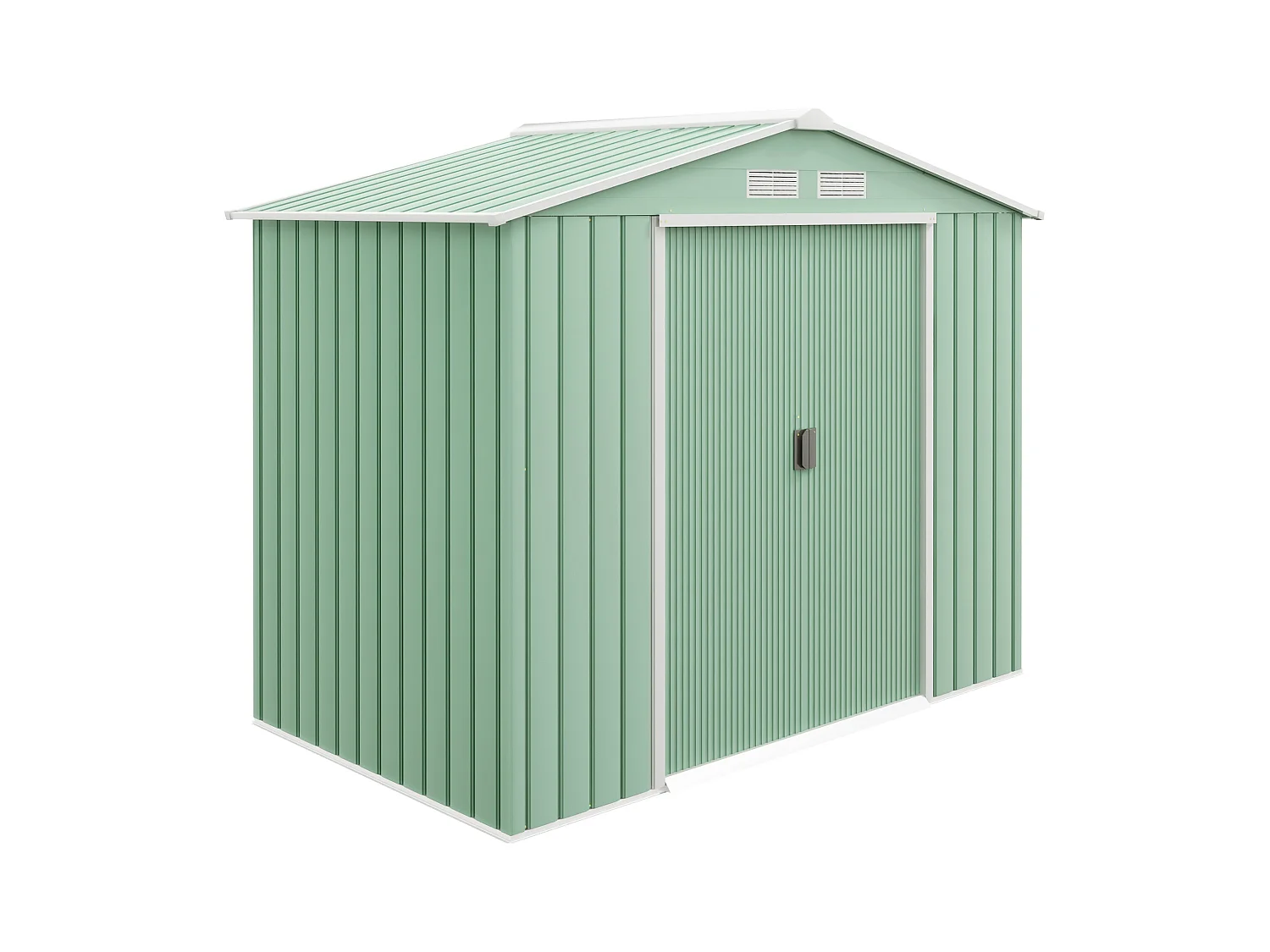 Abri de jardin - remise pour outils - cabanon porte verrouillable - dim. 213L x 130l x 185H cm - tôle d'acier vert pastel