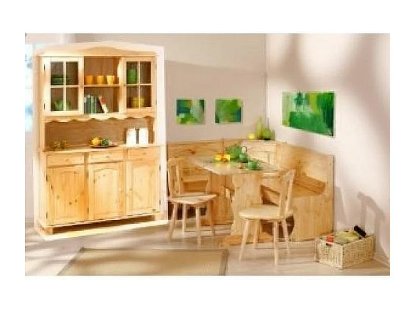 Vaisselier 3 Portes en Bois Massif "Alienor" 198cm Naturel