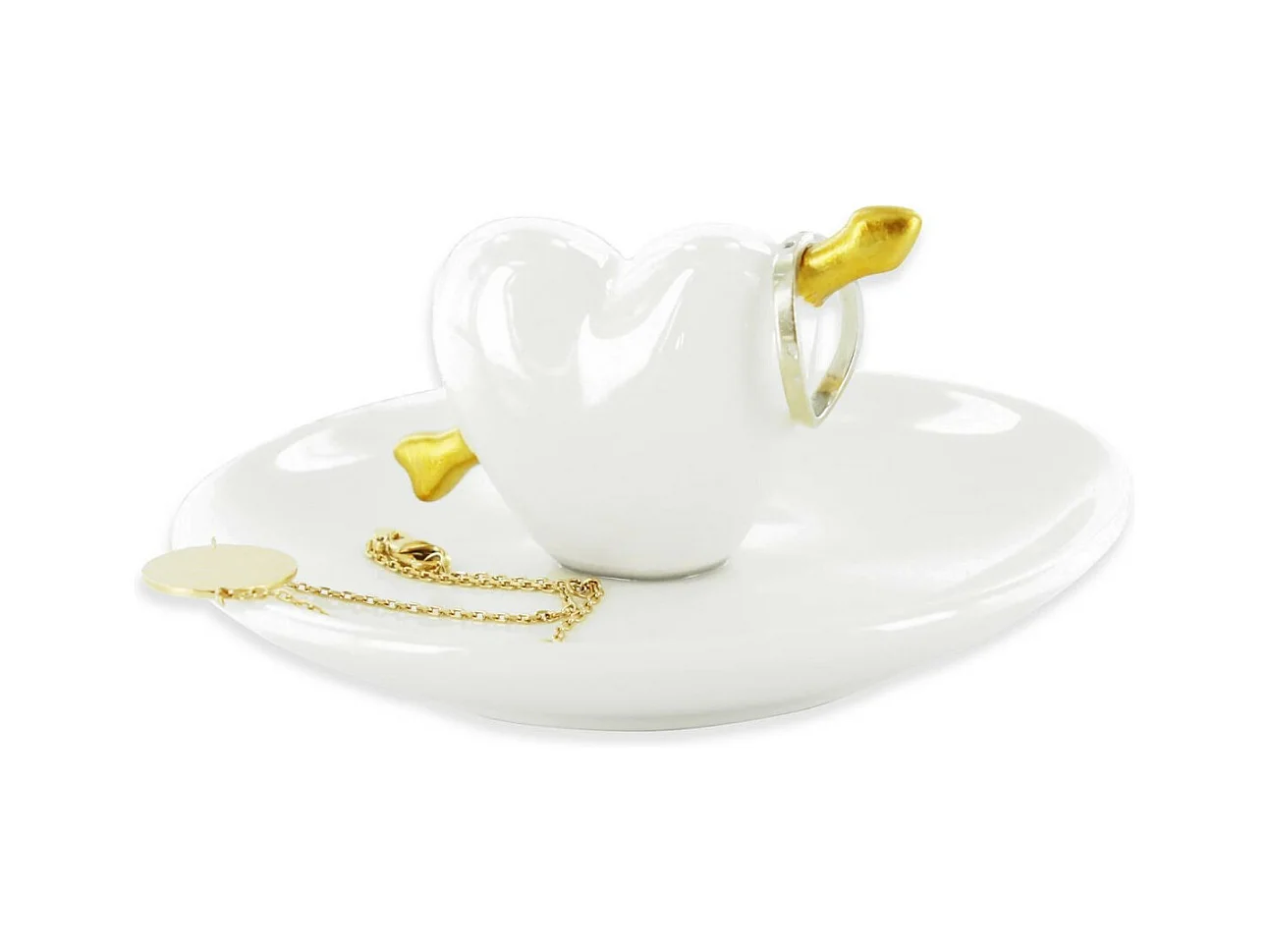 Porte Bijoux en Céramique "Cœur" 10cm Blanc