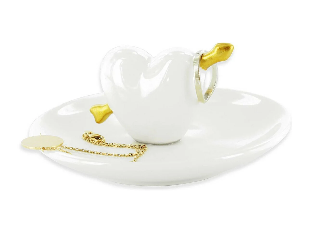 Porte Bijoux en Céramique "Cœur" 10cm Blanc