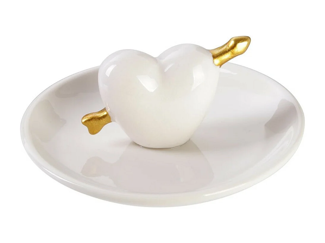 Porte Bijoux en Céramique "Cœur" 10cm Blanc