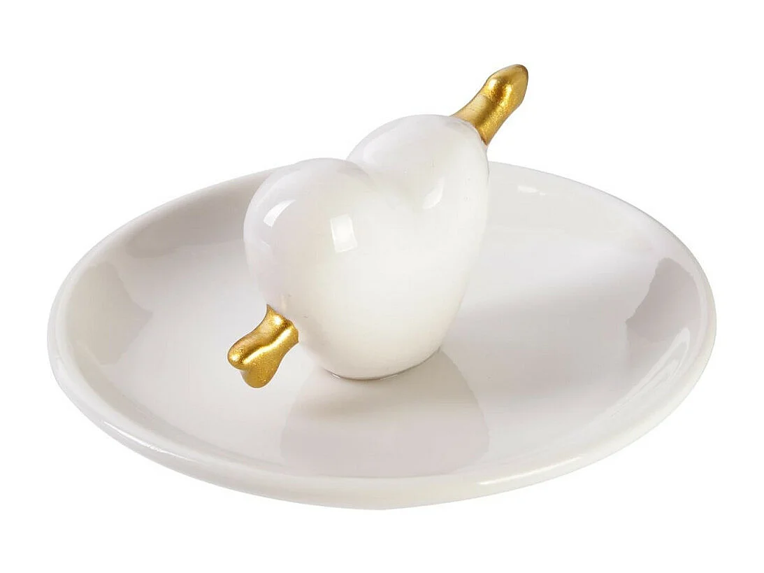 Porte Bijoux en Céramique "Cœur" 10cm Blanc